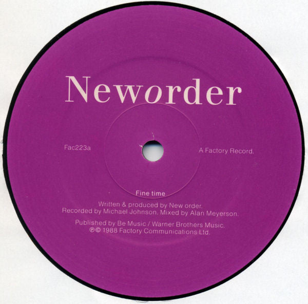 New Order : Fine Time (12", Single, AGI)