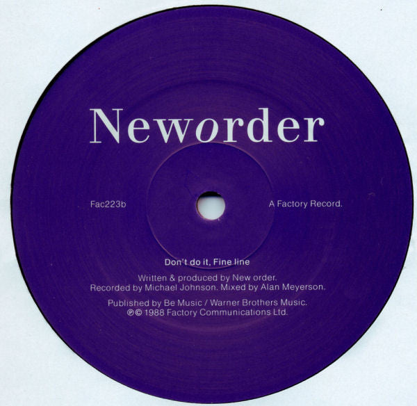 New Order : Fine Time (12", Single, AGI)