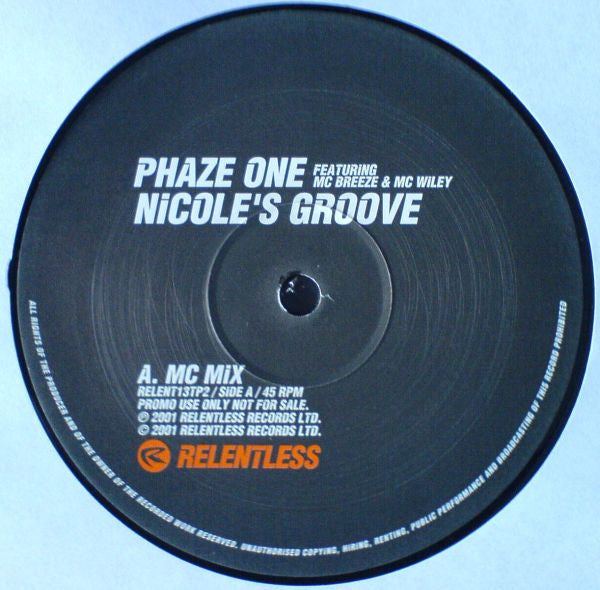 Phaze One Featuring MC Breeze* & MC Wiley* : Nicole's Groove (12", S/Sided, Promo)