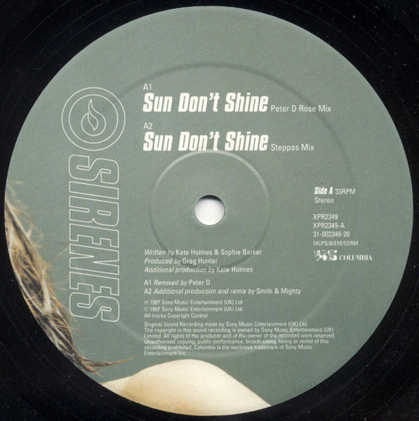 Sirenes : Sun Don't Shine (12", Promo)