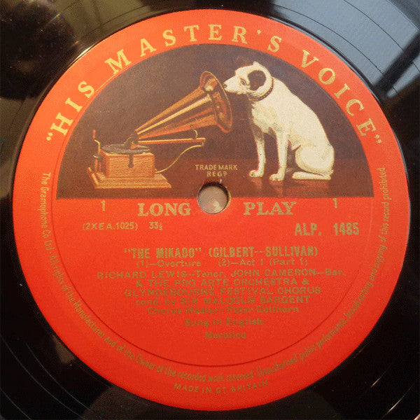 Gilbert & Sullivan - Owen Brannigan, Richard Lewis (3), Geraint Evans, Ian Wallace (3), John Cameron, Elsie Morison, Marjorie Thomas, Jeannette Sinclair, Monica Sinclair, Glyndebourne Festival Chorus, Pro Arte Orchestra, Sir Malcolm Sargent : The Mikado (2xLP, Mono)