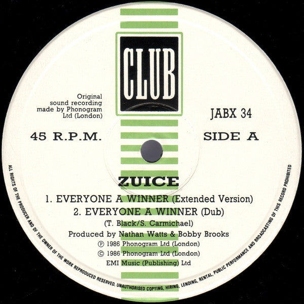 Zuice : Everyone A Winner (Extended) (12", Single)