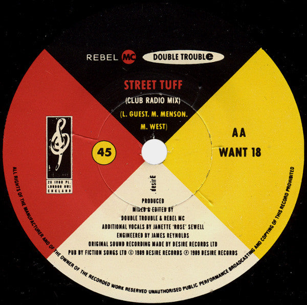 Rebel MC / Double Trouble : Street Tuff (7", Single)