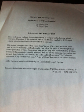 Disko Darkness : Disko Light (12", W/Lbl)