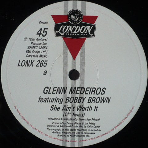 Glenn Medeiros Featuring Bobby Brown : She Ain't Worth It (12")