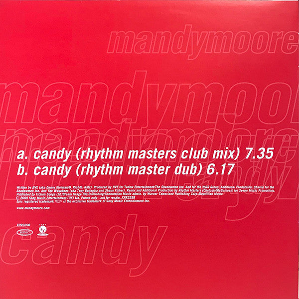 Mandy Moore : Candy (Rhythm Masters Mixes) (12", Promo)