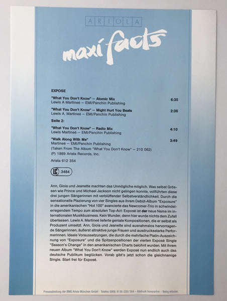 Exposé : What You Don't Know (12")