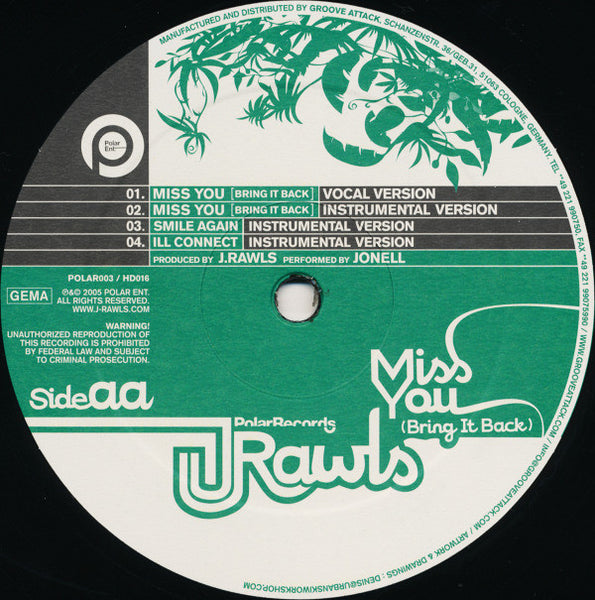 J. Rawls : Pleasure Before Pain / Miss You (Bring It Back) (12")