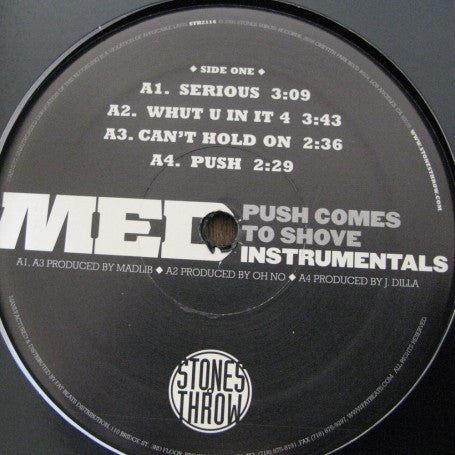 M.E.D. (2) : Push Comes To Shove (Instrumentals) (2xLP, Album)