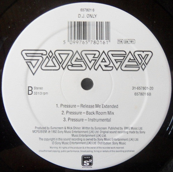 Sunscreem : Pressure (12", Single)