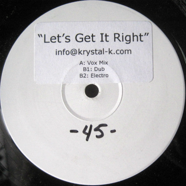Krystal K : Let's Get It Right (12", W/Lbl, Sti)