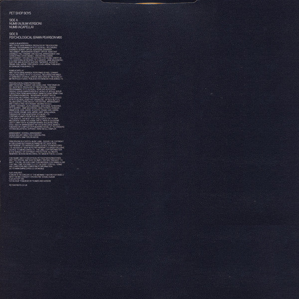 Pet Shop Boys : Numb (12", Ltd)