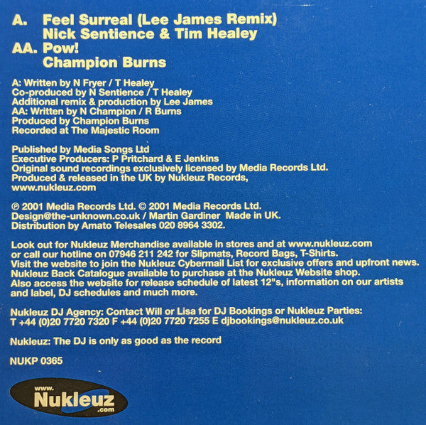 Nick Sentience & Tim Healey / Champion Burns : International Big Room Tunes (12", Ltd, Smplr)