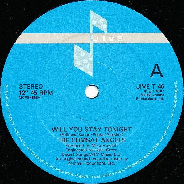 The Comsat Angels : Will You Stay Tonight? (12", Single)