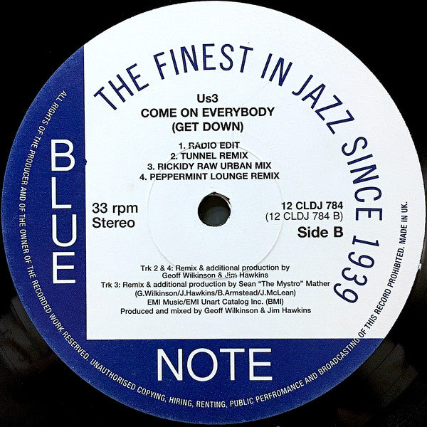 Us3 : Come On Everybody (Get Down) (Mixes) (12")