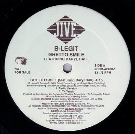 B-Legit featuring Daryl Hall : Ghetto Smile (12", Single, Promo)
