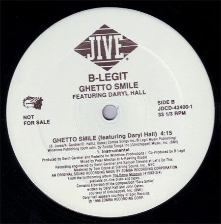 B-Legit featuring Daryl Hall : Ghetto Smile (12", Single, Promo)