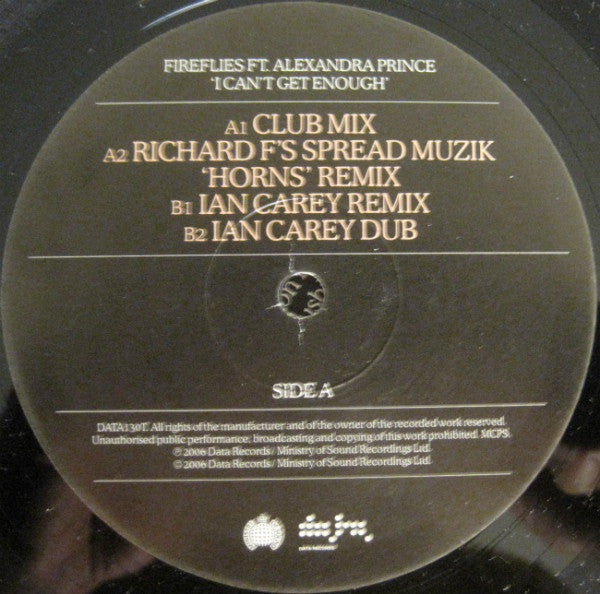 Fireflies Ft. Alexandra Prince : I Can't Get Enough (12")