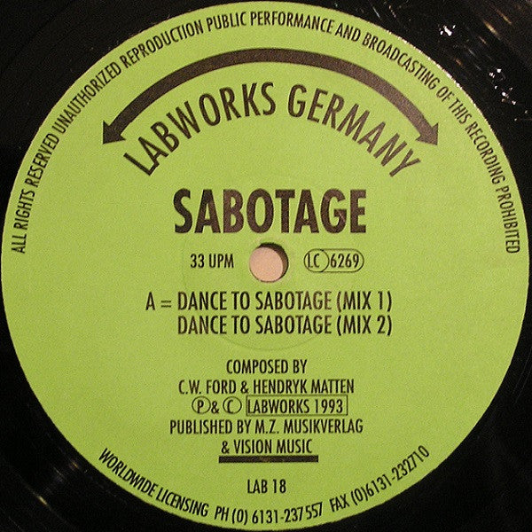 Sabotage : Dance To Sabotage (12")