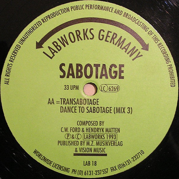 Sabotage : Dance To Sabotage (12")