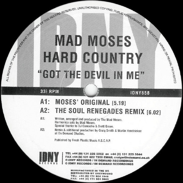 Mad Moses : Got The Devil In Me (12")