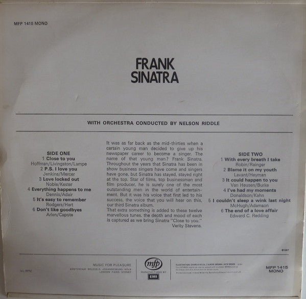 Frank Sinatra : Close To You (LP, Album, Mono, RE)