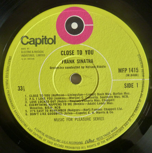 Frank Sinatra : Close To You (LP, Album, Mono, RE)