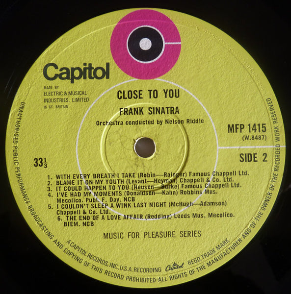 Frank Sinatra : Close To You (LP, Album, Mono, RE)