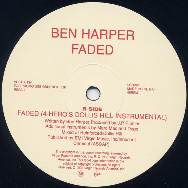 Ben Harper : Faded (12", Promo)
