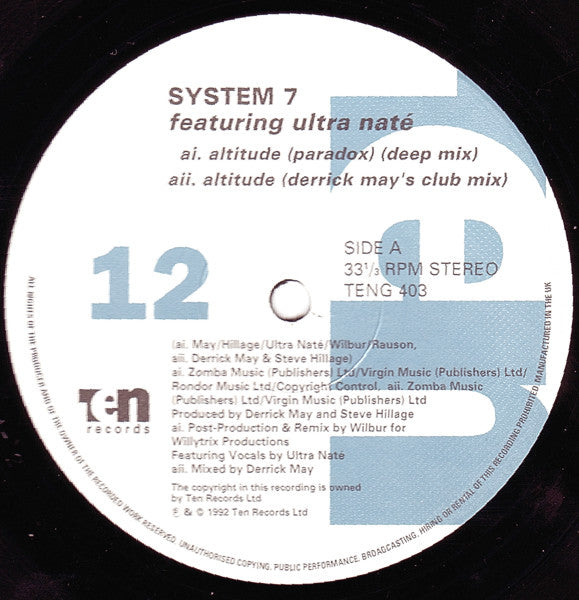 System 7 Featuring Ultra Naté : Altitude (2x12", Album)