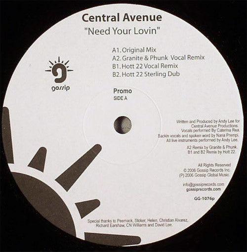 Central Avenue : Need Your Lovin (12", Promo)