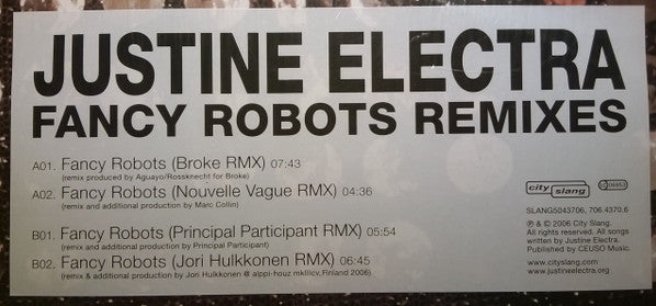 Justine Electra : Fancy Robots Remixes (12")