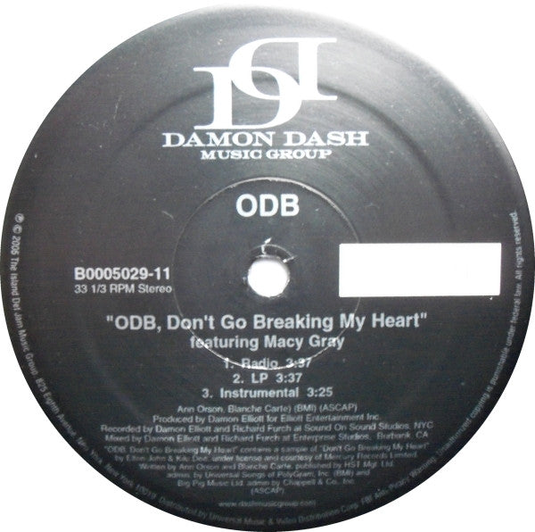 Ol' Dirty Bastard : ODB, Don't Go Breaking My Heart (12")