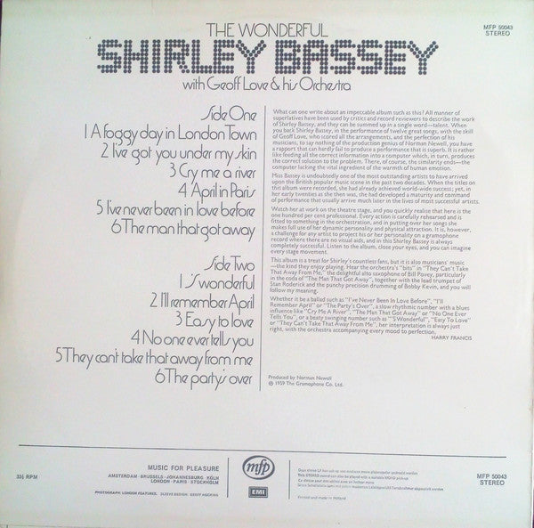 Shirley Bassey : The Wonderful Shirley Bassey (LP, Album, RE)