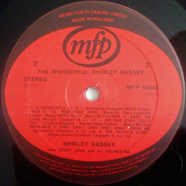 Shirley Bassey : The Wonderful Shirley Bassey (LP, Album, RE)