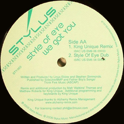 Style Of Eye : We Got You (12")