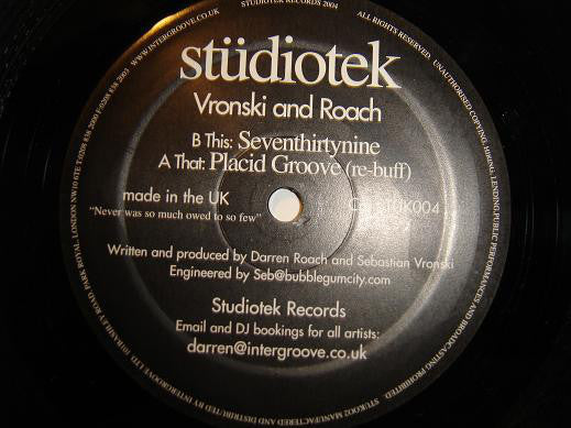 Vronski and Roach* : Placid Groove (Re-buff) (12")