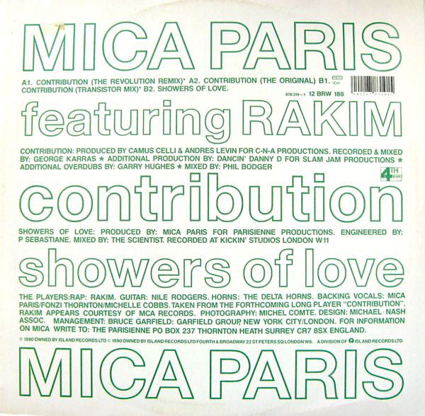Mica Paris featuring Rakim : Contribution (12")