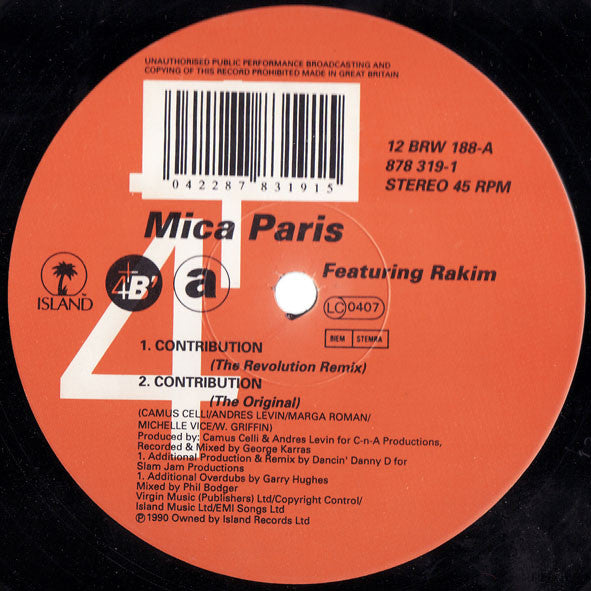 Mica Paris featuring Rakim : Contribution (12")