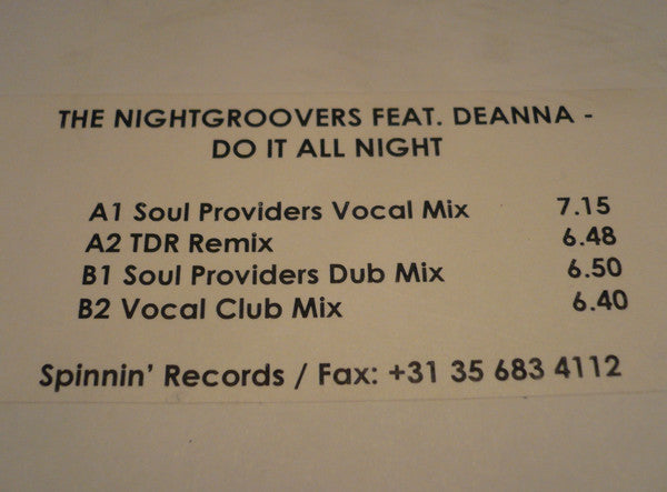 The Nightgroovers Feat. Deanna : Do It All Night (12", Promo)