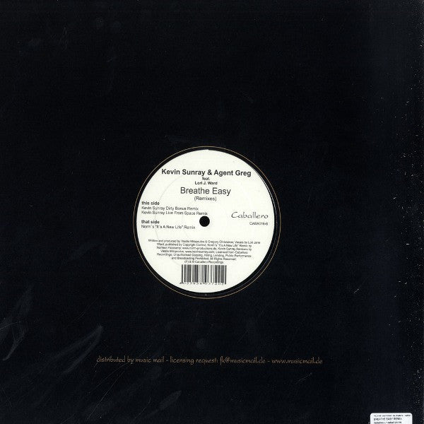 Kevin Sunray & Agent Greg : Breathe Easy (Remixes) (12")