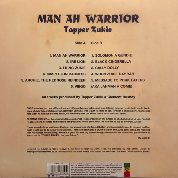 Tapper Zukie : Man Ah Warrior (LP, Album, RE)