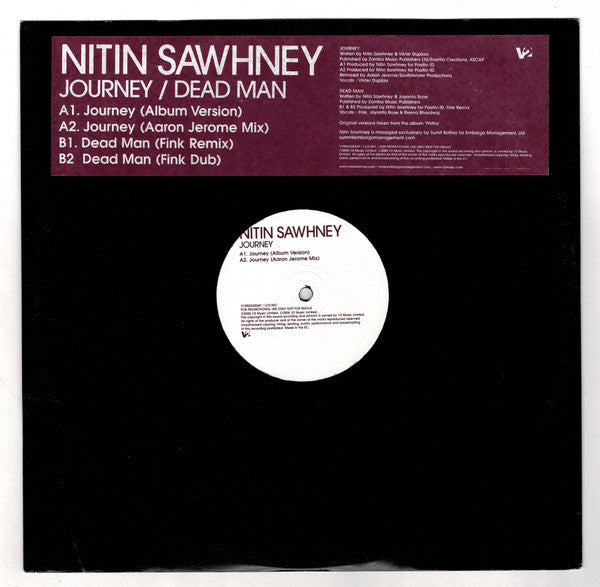Nitin Sawhney : Journey / Dead Man (12", Promo)