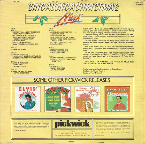 Max Bygraves : Singalongachristmas With Max (LP, Album, RE)