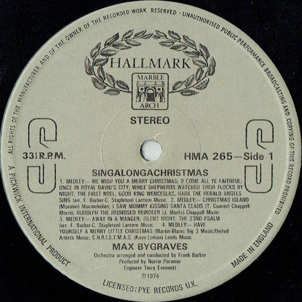 Max Bygraves : Singalongachristmas With Max (LP, Album, RE)
