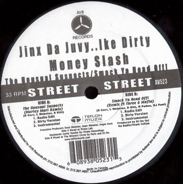 Jinx Da Juvy : The Unusual Suspects (Marley Marl Remix) / Smack Ya Head Off! (Remix) (12")
