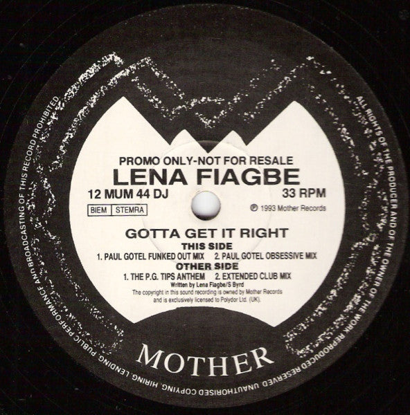 Lena Fiagbe : Gotta Get It Right (12", Promo)