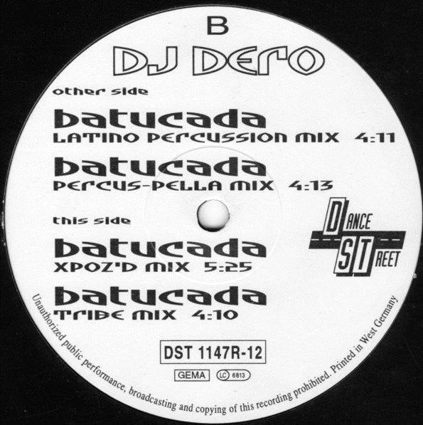 DJ Dero : Batucada (The Remixes) (12")