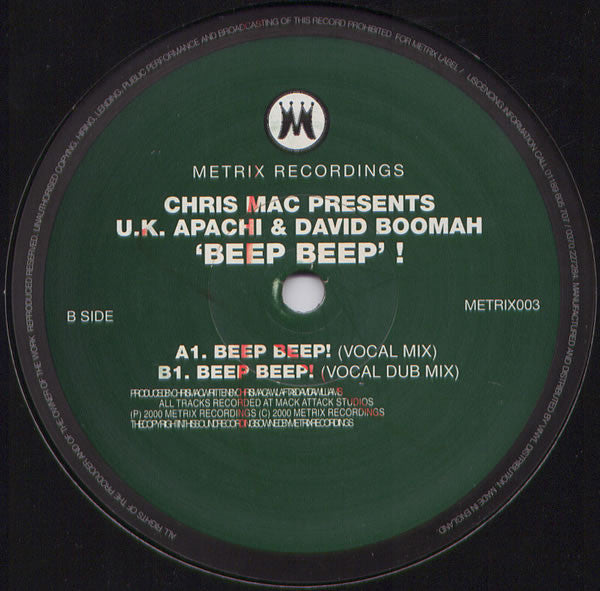 U.K. Apachi* & David Boomah : Beep Beep! (12")