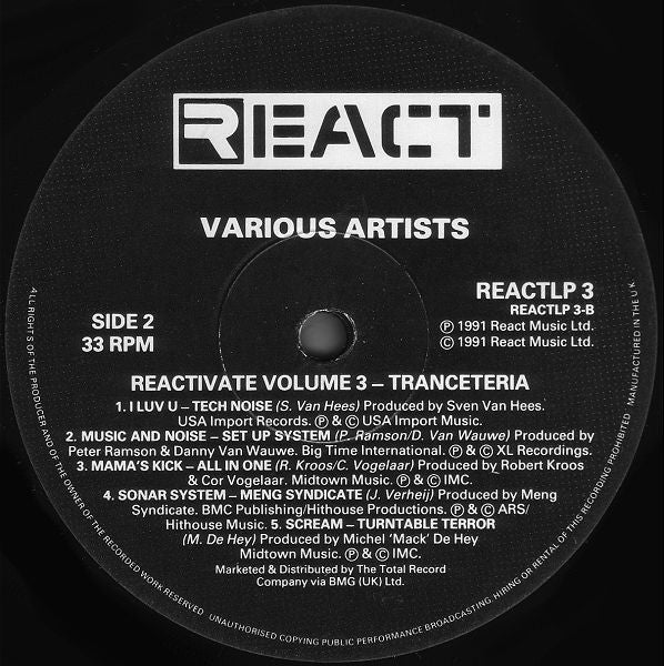 Various : Reactivate Volume #3 - Tranceteria (LP, Comp)